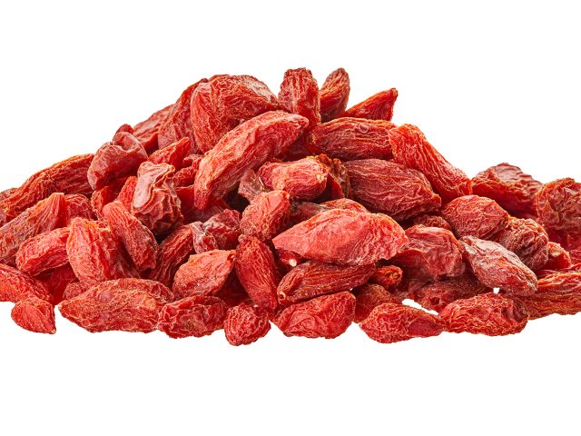 dried goji berries with clipping path on white isolated background